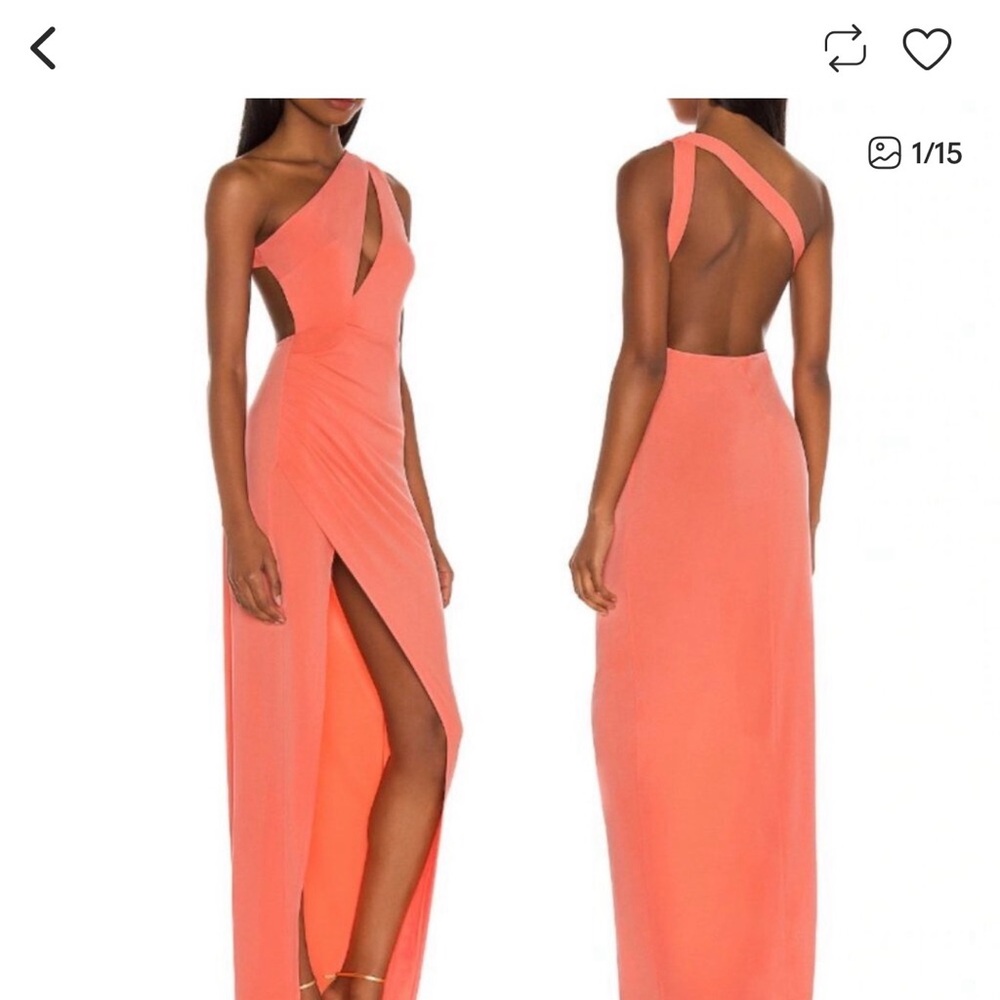 Michael Costello X Revolve Elegant Coral One-Shoulder Dress